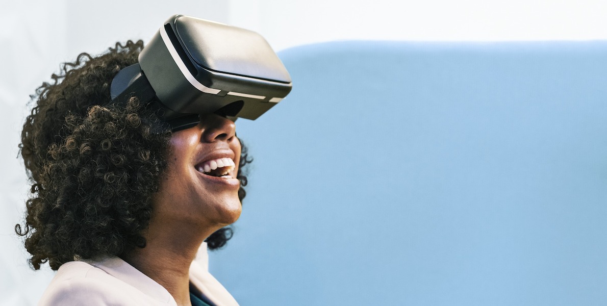 Woman using virtual reality