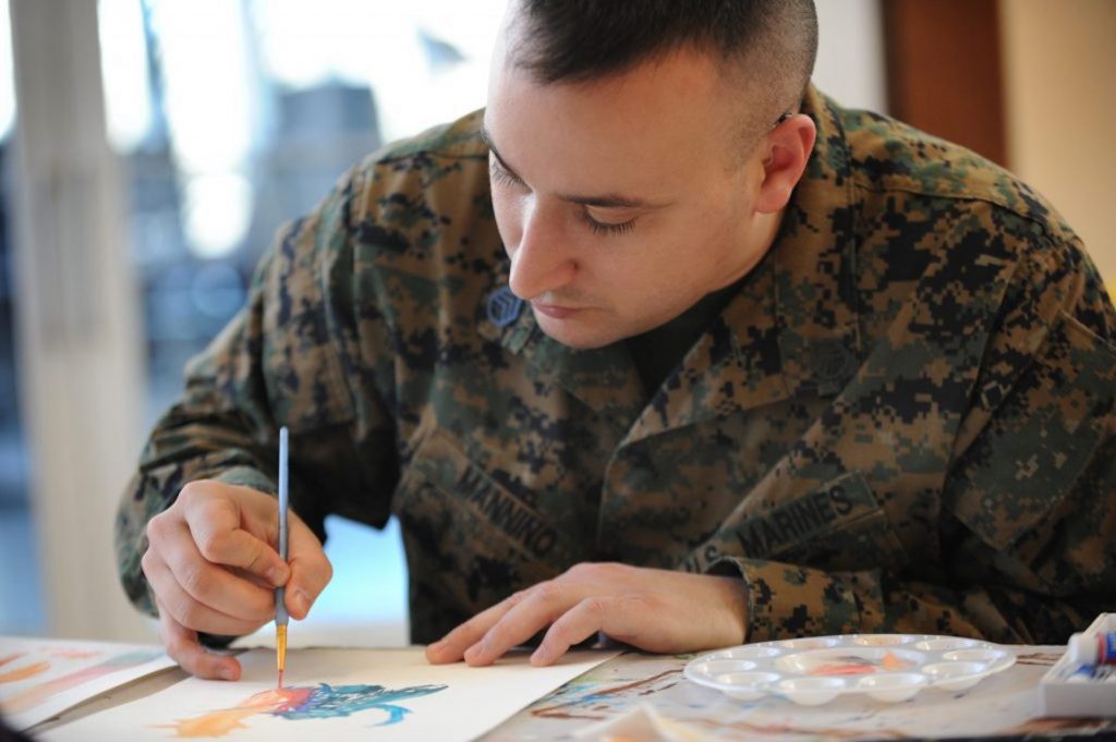 Military service member painting